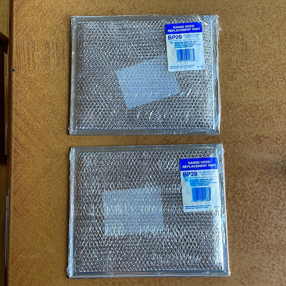 Broan-NuTone Aluminum Range Hood Filters 8.75” x 10.5” NEW; #BP29; Set of 2